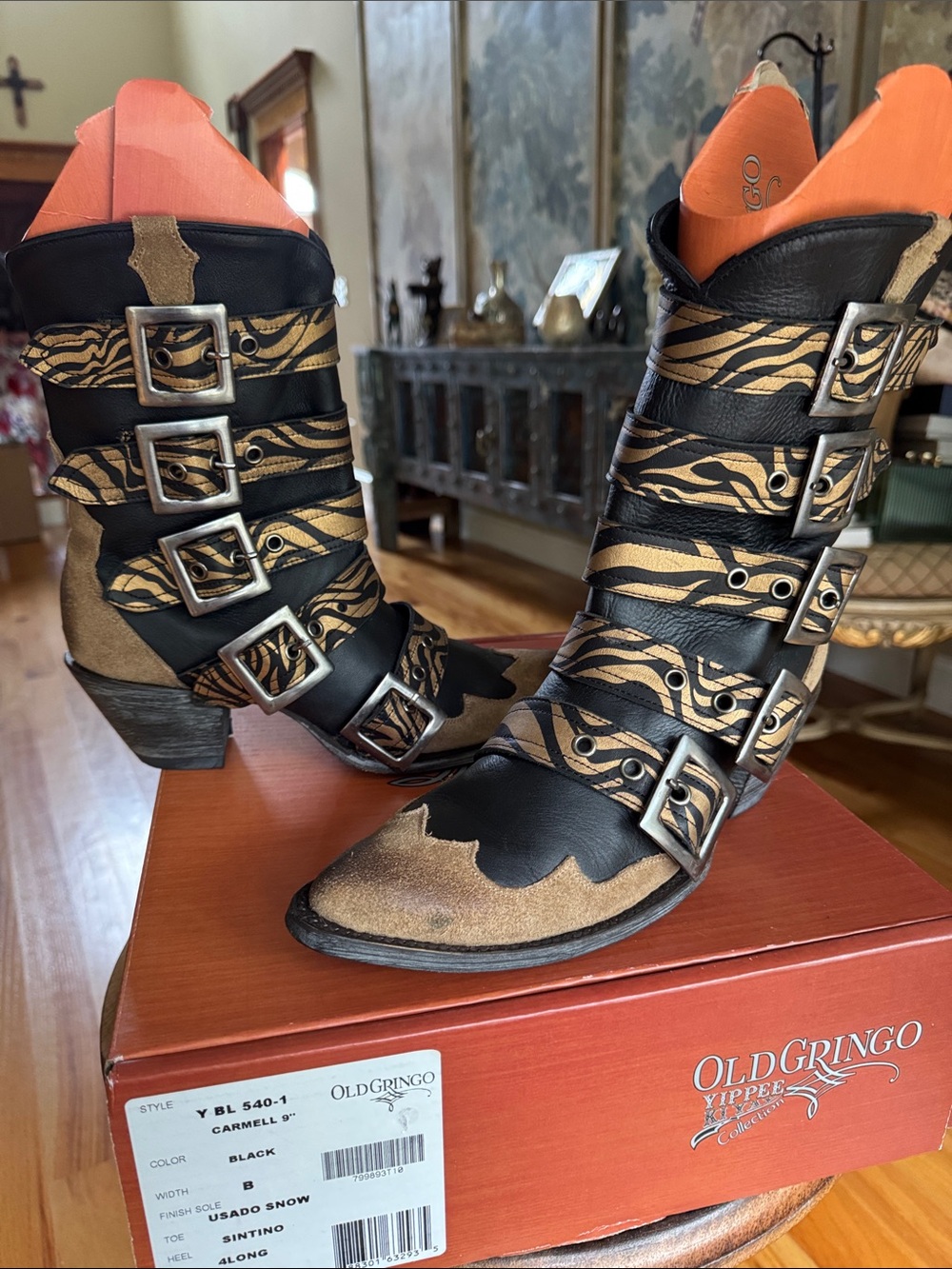 New with Box, $699 OLD GRINGO Carmell 9” Tiger Boot! Sz 10
